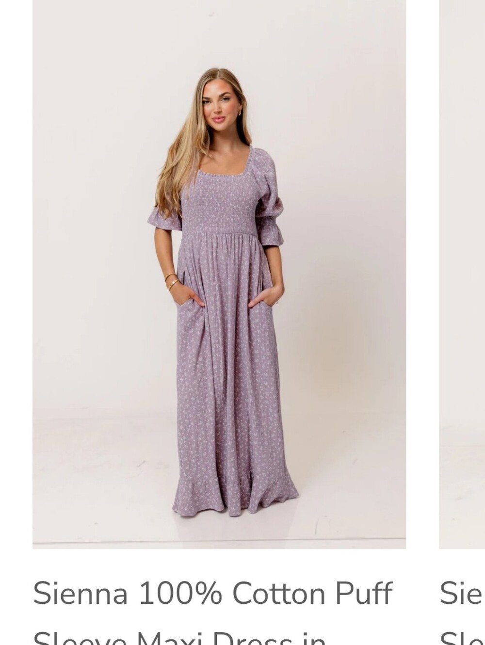 Worth Collective Sienna 100%cottonPuff Sleeve Maxi Dress In Wisteria Foliage